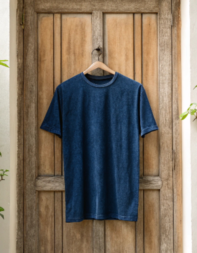 Men Acid Washed Oversized Tee - Navy Blue
