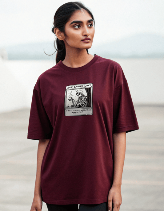 Women Heavy Drip Oversized T-Shirt "Live, Laugh, Love"