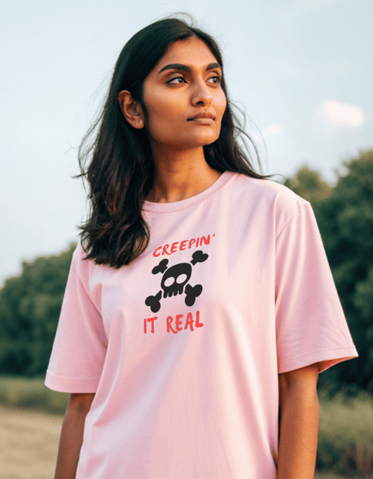 Women Heavy Drip Oversized T-Shirt "Creepin It Real"