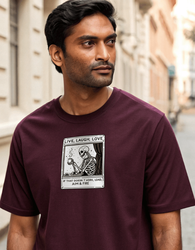 Men Heavy Drip Oversized T-Shirt "Live, Laugh, Love"