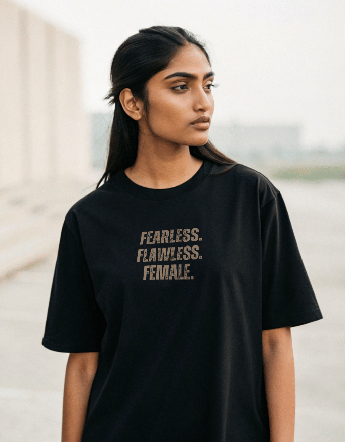 Women Lite Oversized T-Shirt "Fearless, Flawless, Female"