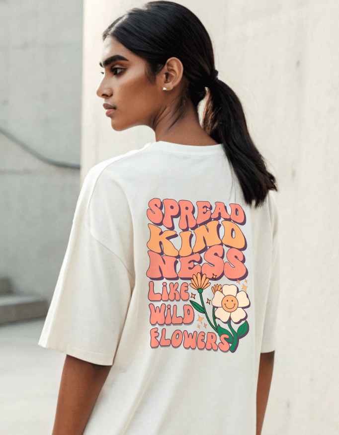 Women Heavy Drip Oversized T-Shirt "Be Kind" | 100% Cotton