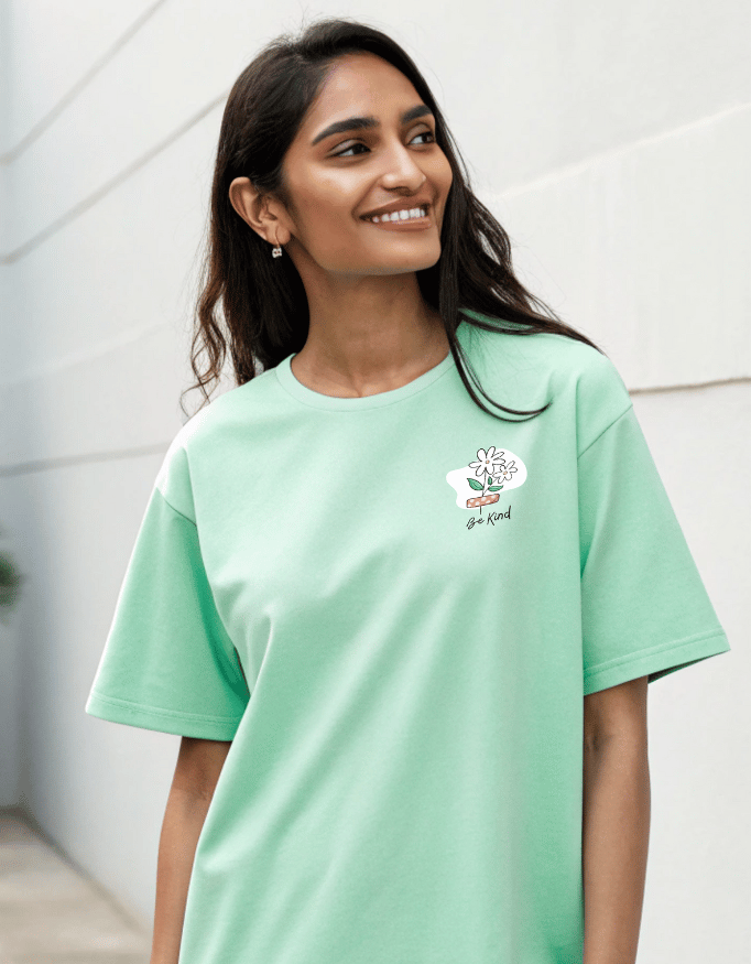 Women Heavy Drip Oversized T-Shirt "Be Kind" | 100% Cotton