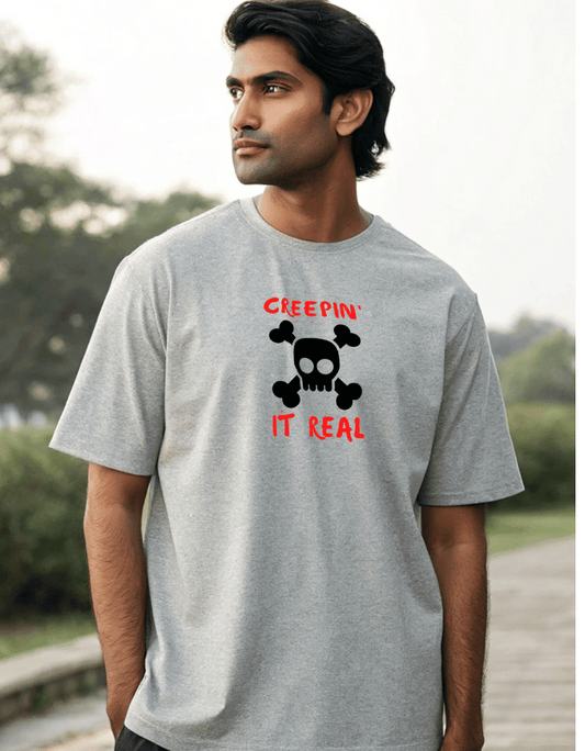 Men Heavy Drip Oversized T-Shirt "Creepin It Real"