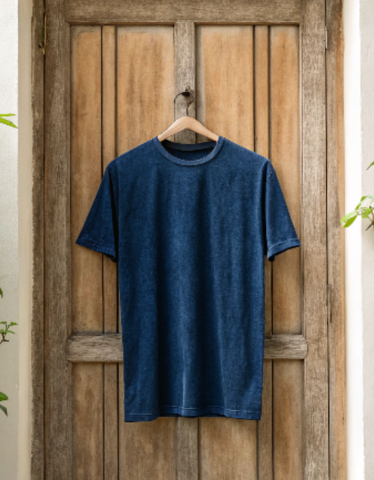 Men Acid Washed Oversized Tee - Navy Blue
