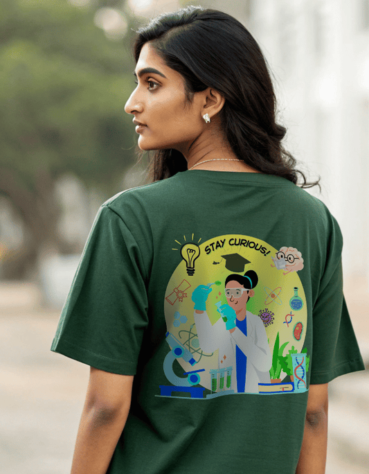 Women Heavy Drip Oversized T-Shirt "Stay Curious" | Chhaap Store
